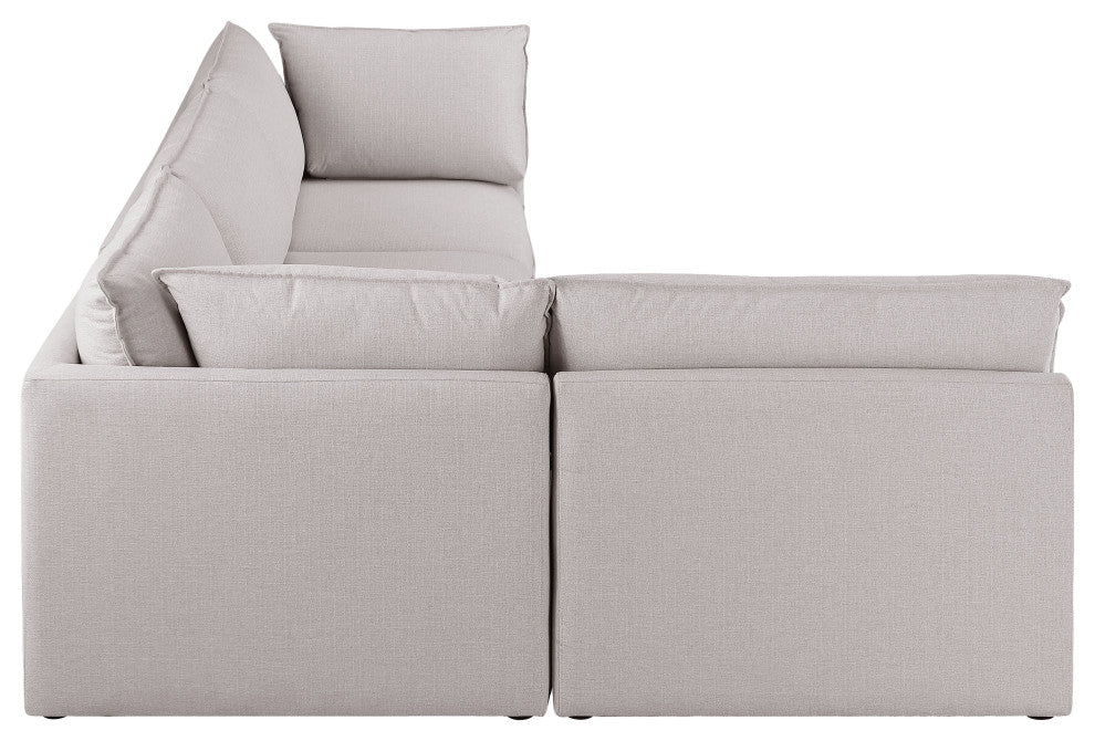 Mackenzie Linen Textured Fabric 4-Piece Modular L-Shaped Sectional, Beige