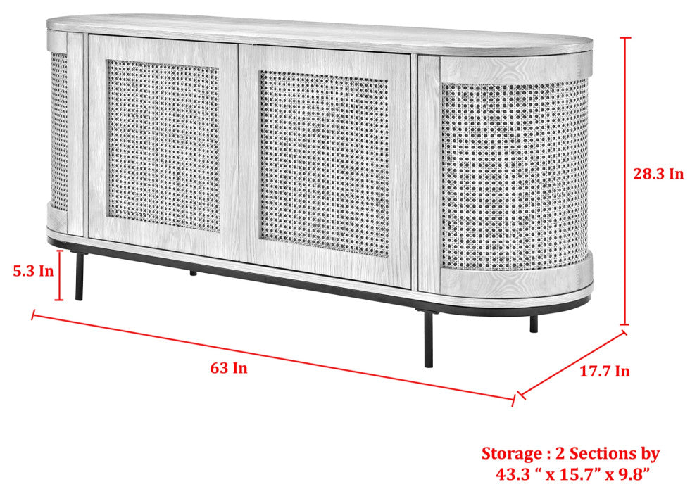 Loft Lyfe Darrius Sideboard, Storage, 2-Door, 63Lx17.7Wx28.3H, Oak