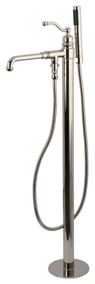 Kingston Brass Freestanding Tub Faucet With Hand Shower, Polished Nickel