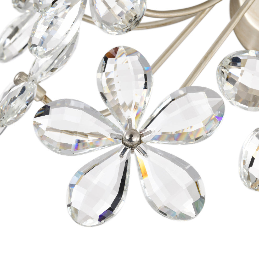 Zelda 1 Light Champagne Daisy Flower Glass Crystal Wall Sconce
