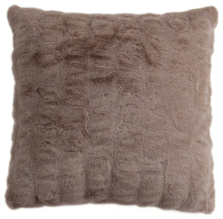Ruched Rabbit Euro Faux Fur Pillow with Down Insert, 27"x27", Blush