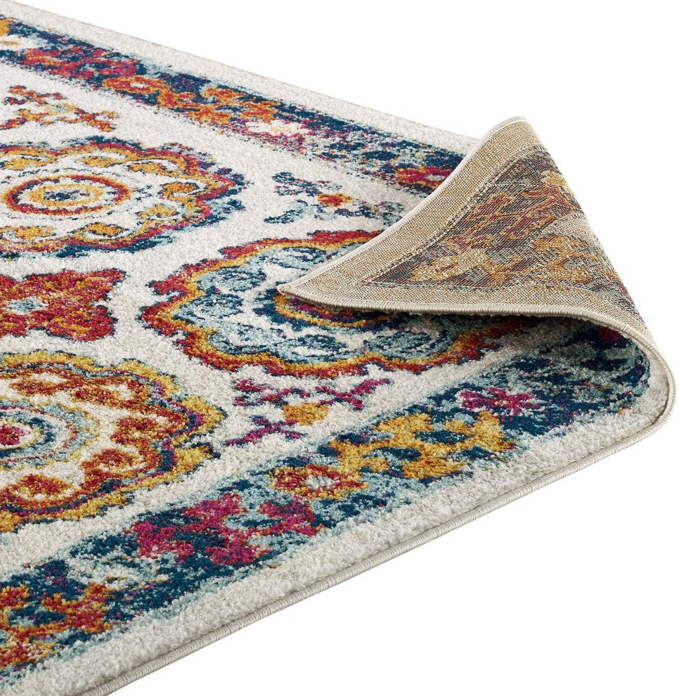 Transitional Distressed Vintage Floral Moroccan Trellis 5x8 Area Rug