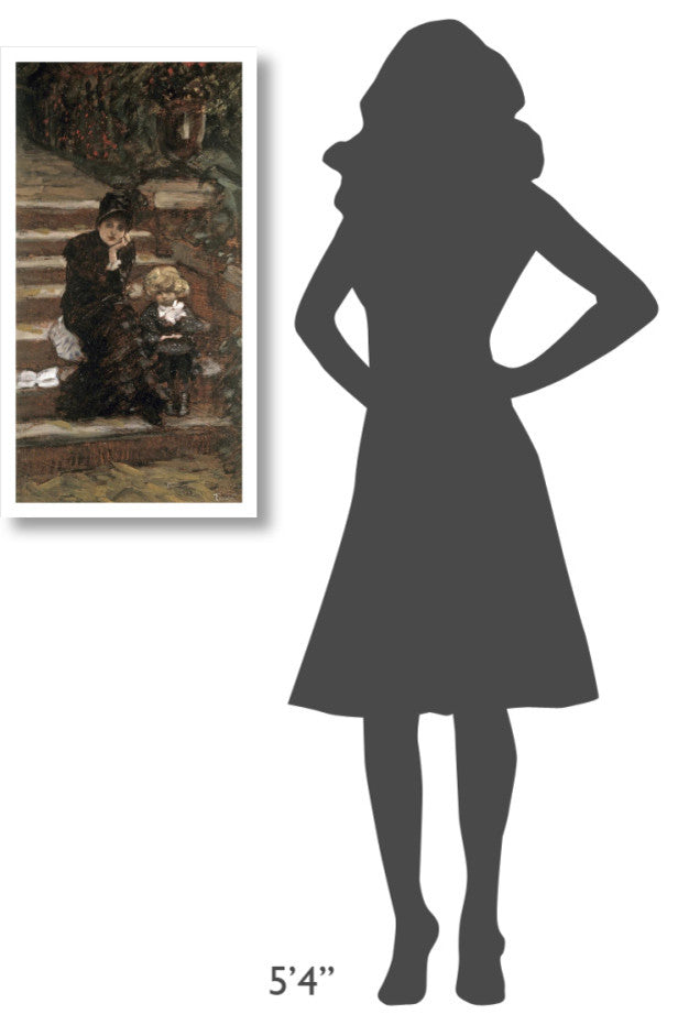 "Reverie in the Garden" Digital Paper Print by James Tissot, 17"x32"