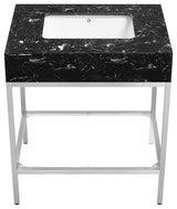 Marmo Bathroom Vanity, Black, 30" Wide, Satin Chrome Finish