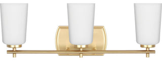 Adley Collection Three-Light Satin Brass Etched Opal Glass Bath Vanity Light