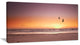 "Beach Sunset And Sea Gulls" Modern Seashore Canvas Art, 32"x16"