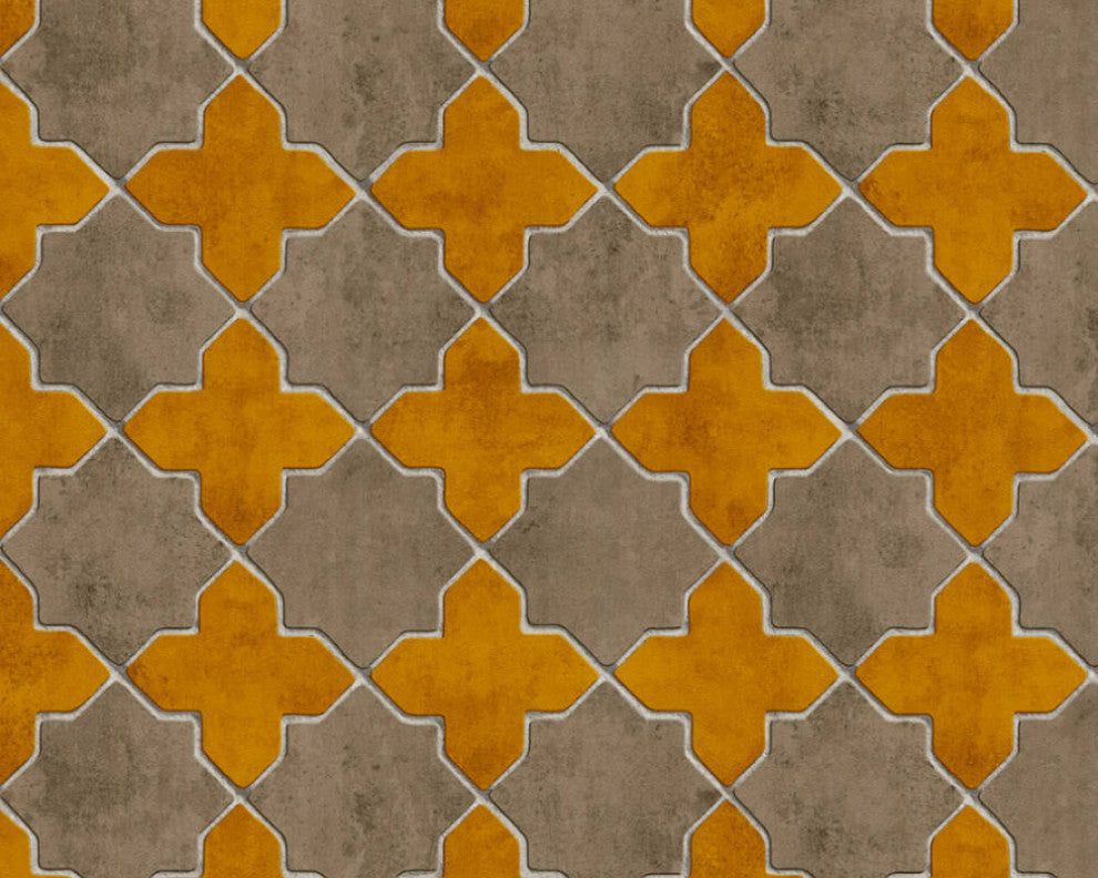 Mosaic Textured Wallpaper Featuring Star Shaped Tile, 374212