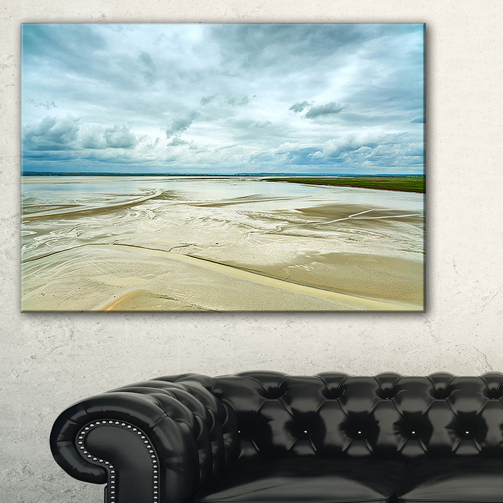 "Low Tide in Mont Saint Normandy" Landscape Wall Art Print, 32"x16"