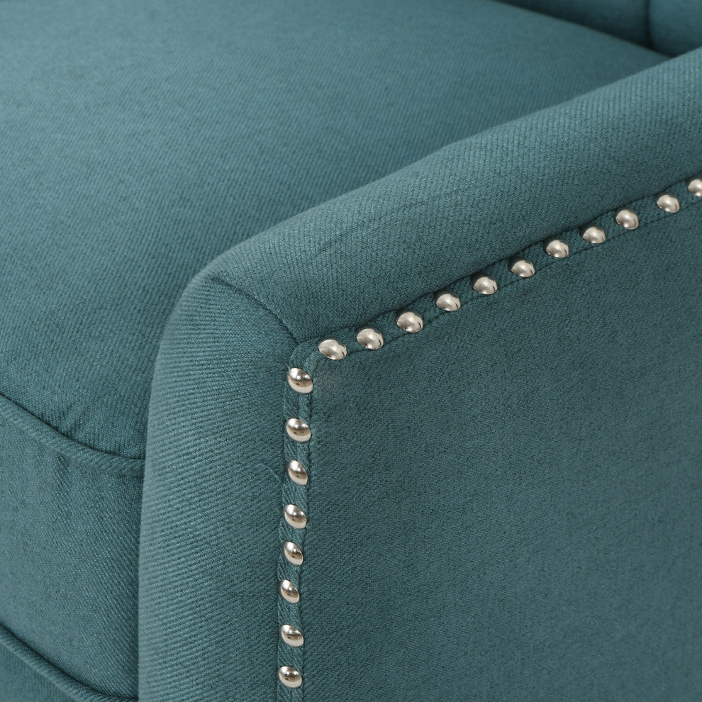 GDF Studio Carlyle Tufted Back Fabric Recliner Armchair, Dark Teal