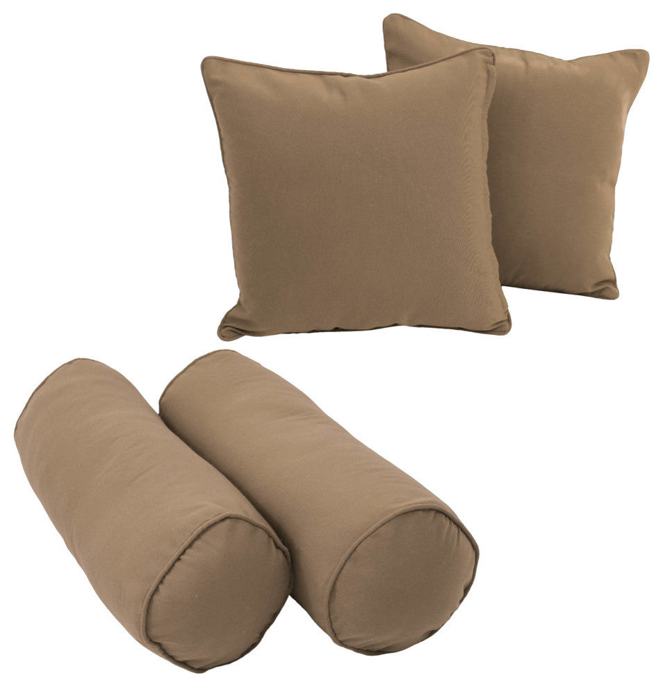Solid Twill Throw Pillows With Inserts, 4-Piece Set, Toffee