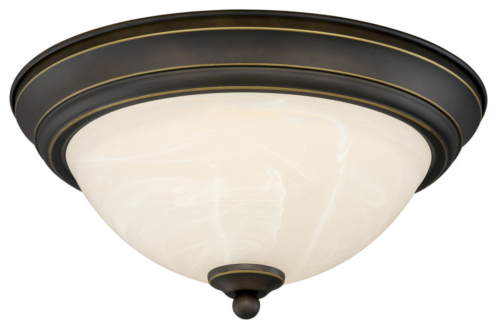 Stevens 13-in W LED Vintage Bronze Flush Mount Ceiling Light Fixture White Glass