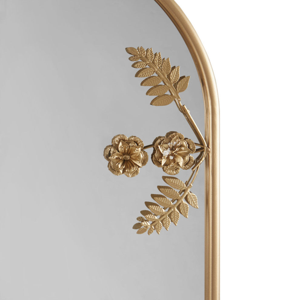 Madison Park Adaline Arched Metal Floral Wall Mirror, Gold
