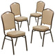 4 Pack Dining Chair, Cushion Seat & Back, Tan Vinyl/Silver Vein