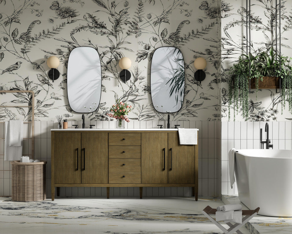Home Living 72" Double Bathroom Vanity, Hazel Oak