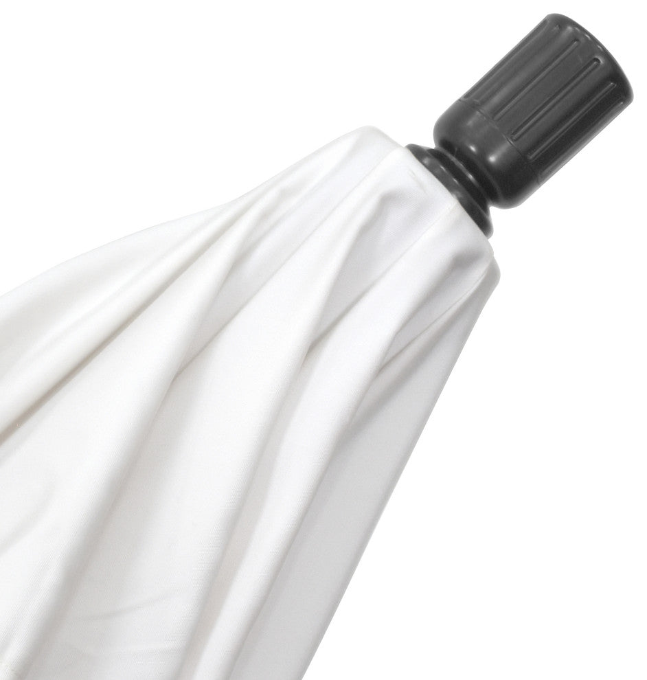 9'' Gray Greek Key Patio Umbrella With Push Button Tilt and Tassels, Pacific Blue