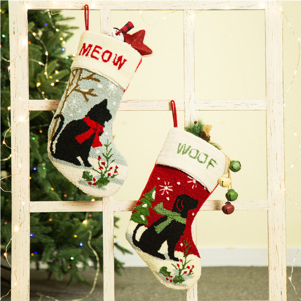 2-Peice Hooked Stocking Set, Cat and Dog