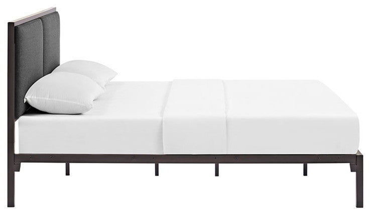 Modway Della King Fabric Bed, Brown Gray