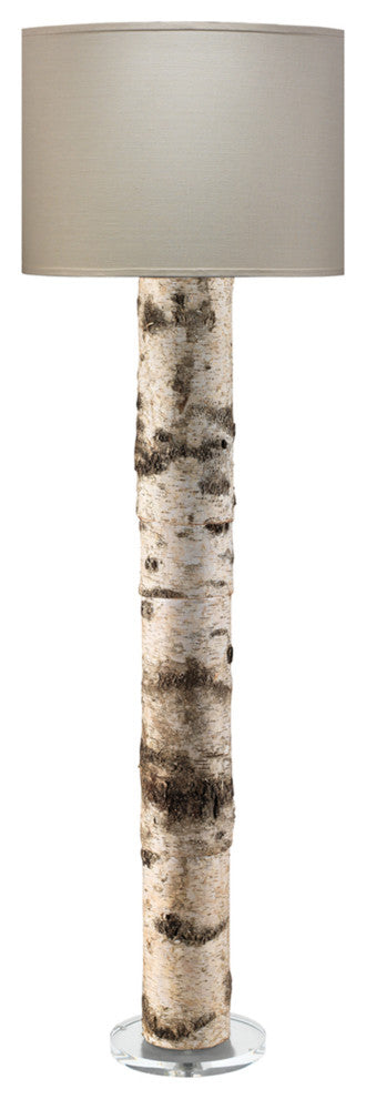 Forrester Floor Lamp, Birch Veneer With Drum Shade, Stone Linen