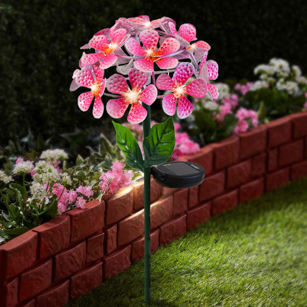 Solar LED Metal Flower Stake Lights, Pink