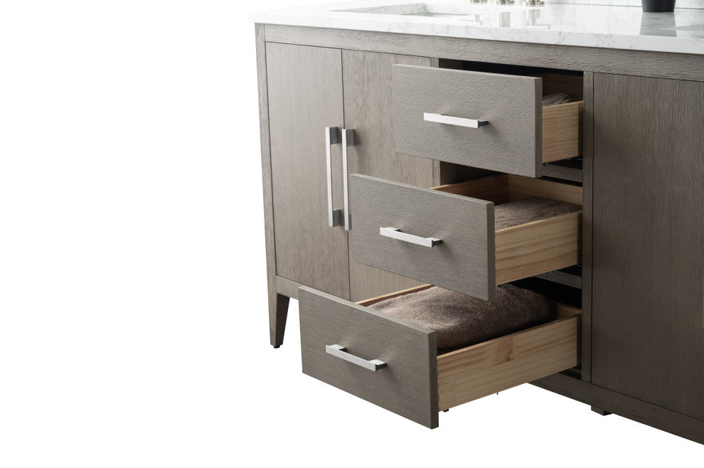 Vanity Art Bathroom Vanity With Sink, Driftwood Gray, 72", Double Sink, Brushed Nickel