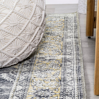 Bausch Distressed Chenille Washable Dark Gray/Yellow 4 ft. x 6 ft. Area Rug