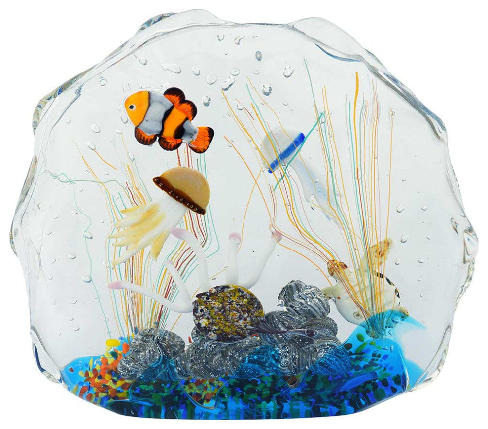 GlassOfVenice Large Murano Glass Aquarium With Fish And Sea Life