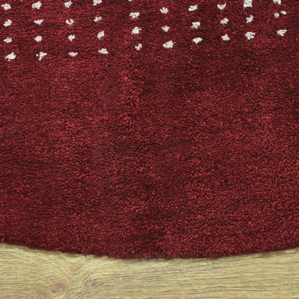 HAND KNOTTED LOOM SILK ECO-FRIENDLY AREA RUGS -6'x6', Round, Red, Contemporary