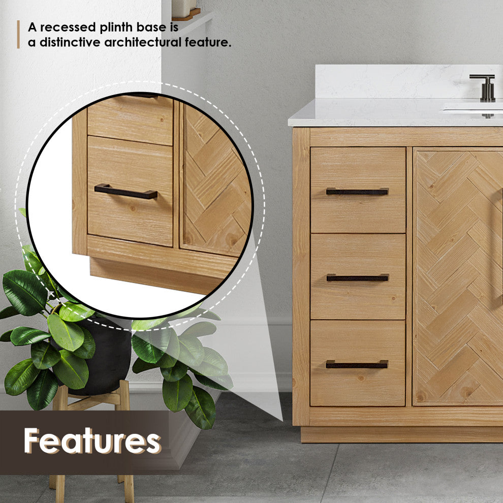 Bellavia Bath Vanity, Weathered Fir, 48", No Mirror