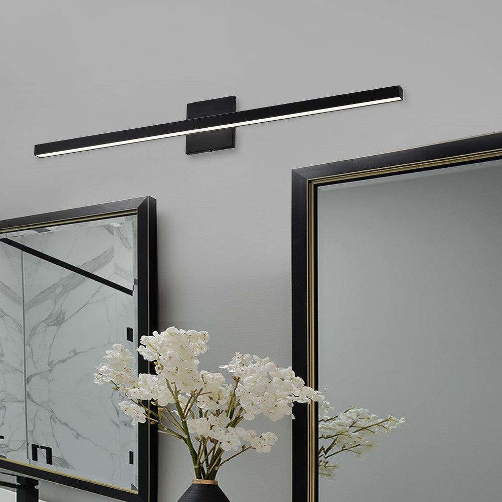 Matte Black Modern Vanity With White Acrylic