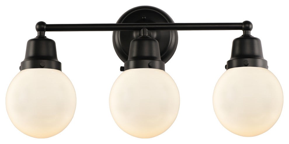Innovations 623-3W-BK-G201-6 3-Light Bath Vanity Light, Matte Black