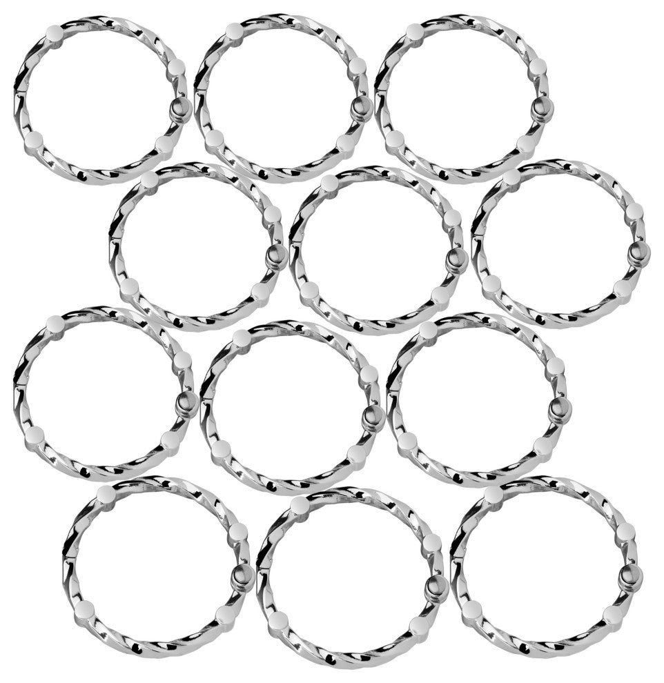 Utopia Alley Shower Hooks - Shower Curtain Rings for Bathroom, Set of 12, Chrome