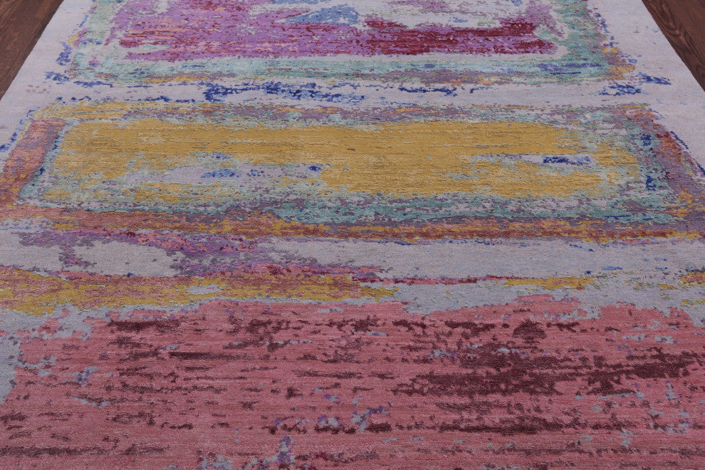 Wool & Silk  Abstract Handmade Rug 7' 11" X 10' 1" - Q14869