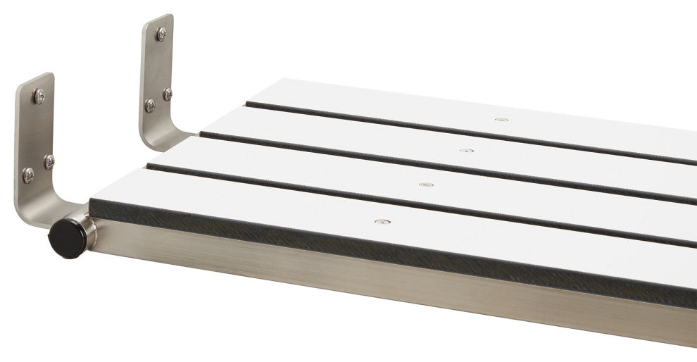 Hermosa 32"x13.5" Back Wall-Mount Folding Tub Seat With 3" Slats, White
