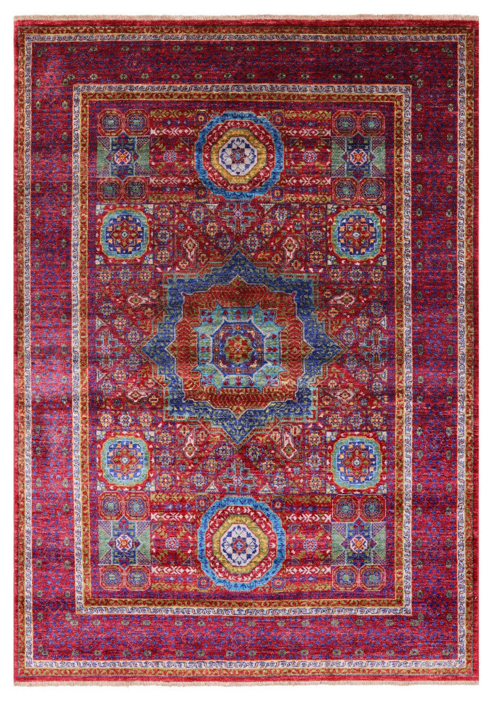 5' 7" X 7' 11" Handmade Mamluk Geometric Rug - Q12272