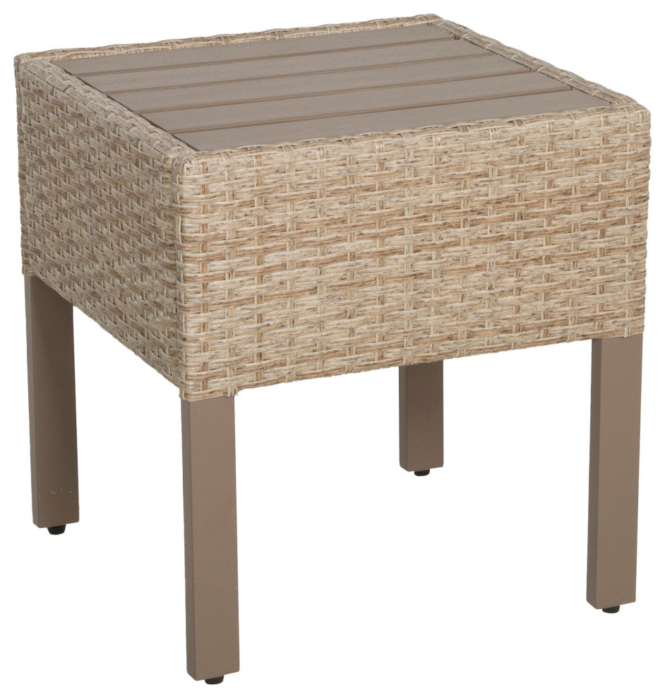 Maui Outdoor End Table, Natural Aged Wicker