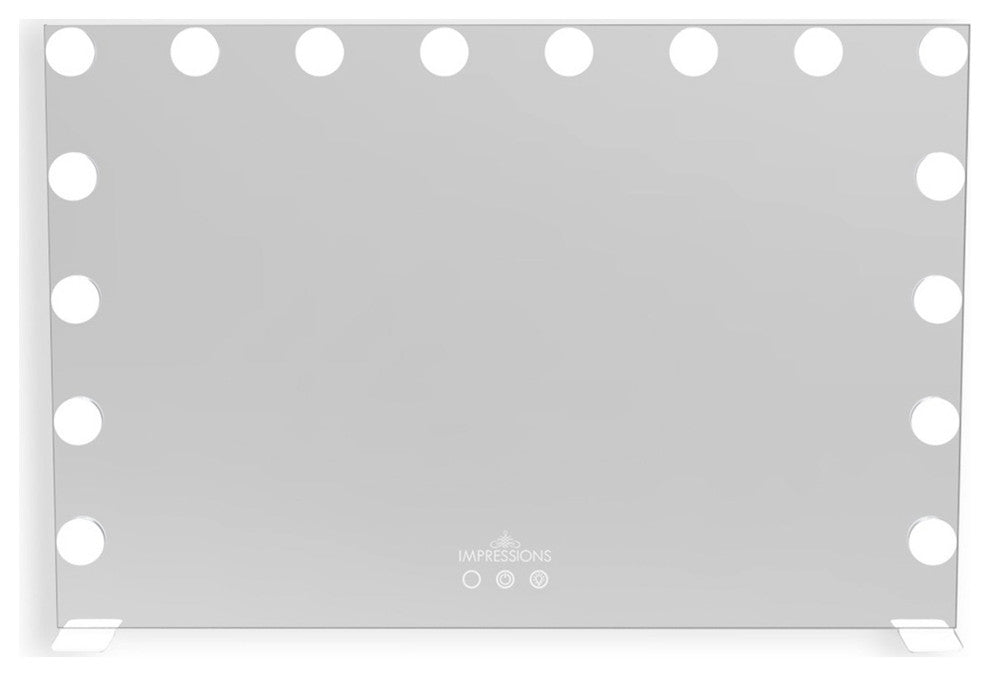 Glamour Tri Tone Wide LED Makeup Mirror with Lights, White
