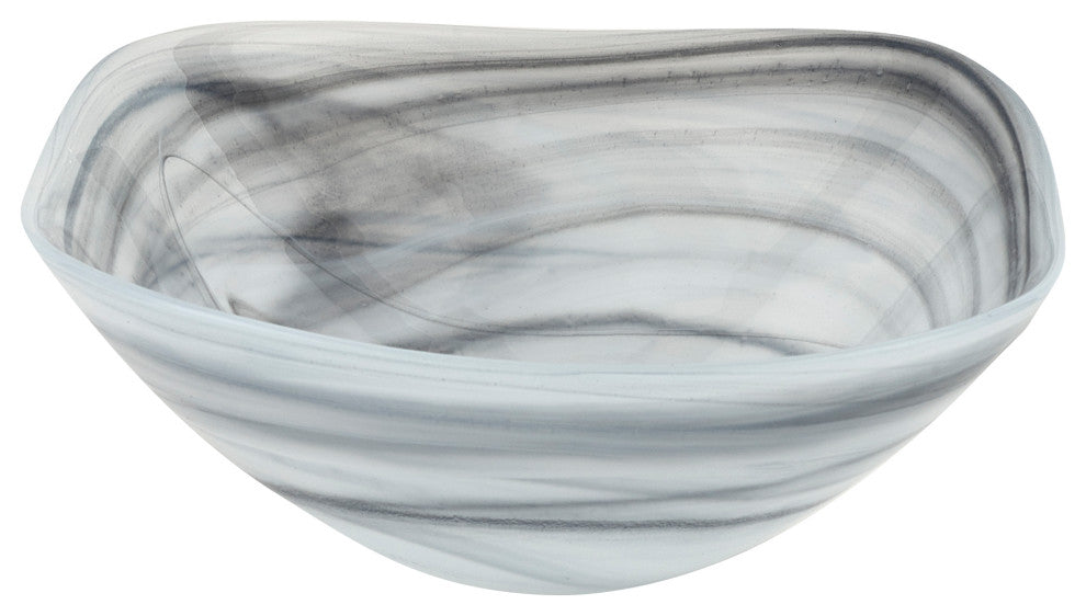 Gray Alabaster Glass 10" Squarish Salad or Serving Bowl