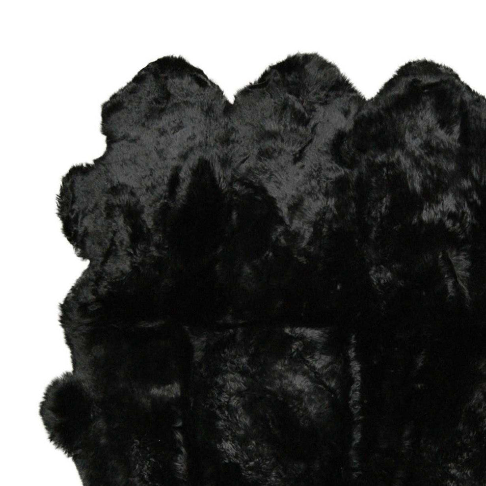 HomeRoots 72" x 72" x 2" Black, Octo Sheepskin Area Rug
