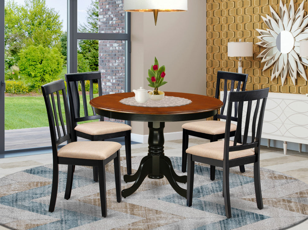 5 Pc Set With A Dining Table And 4 Dinette Chairs, Black