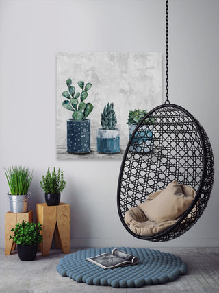 "Succulent Frost" Painting Print on Wrapped Canvas