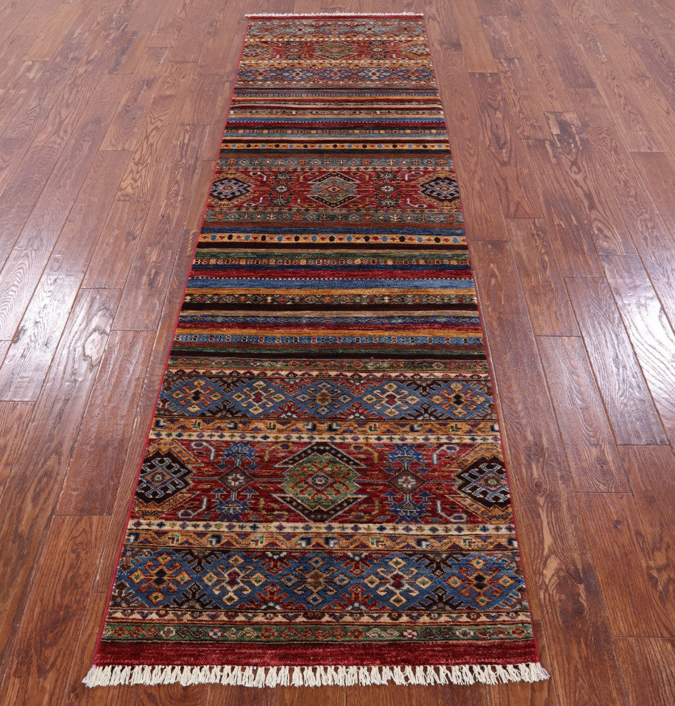 Runner Khorjin Super Kazak Handmade Rug 2' 9" X 9' 10" Q10467