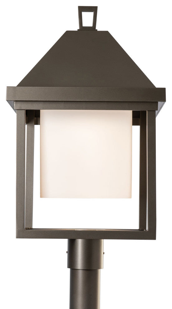 Dorset Dark Sky Friendly Post Light, Coastal Dark Smoke/Opal Glass