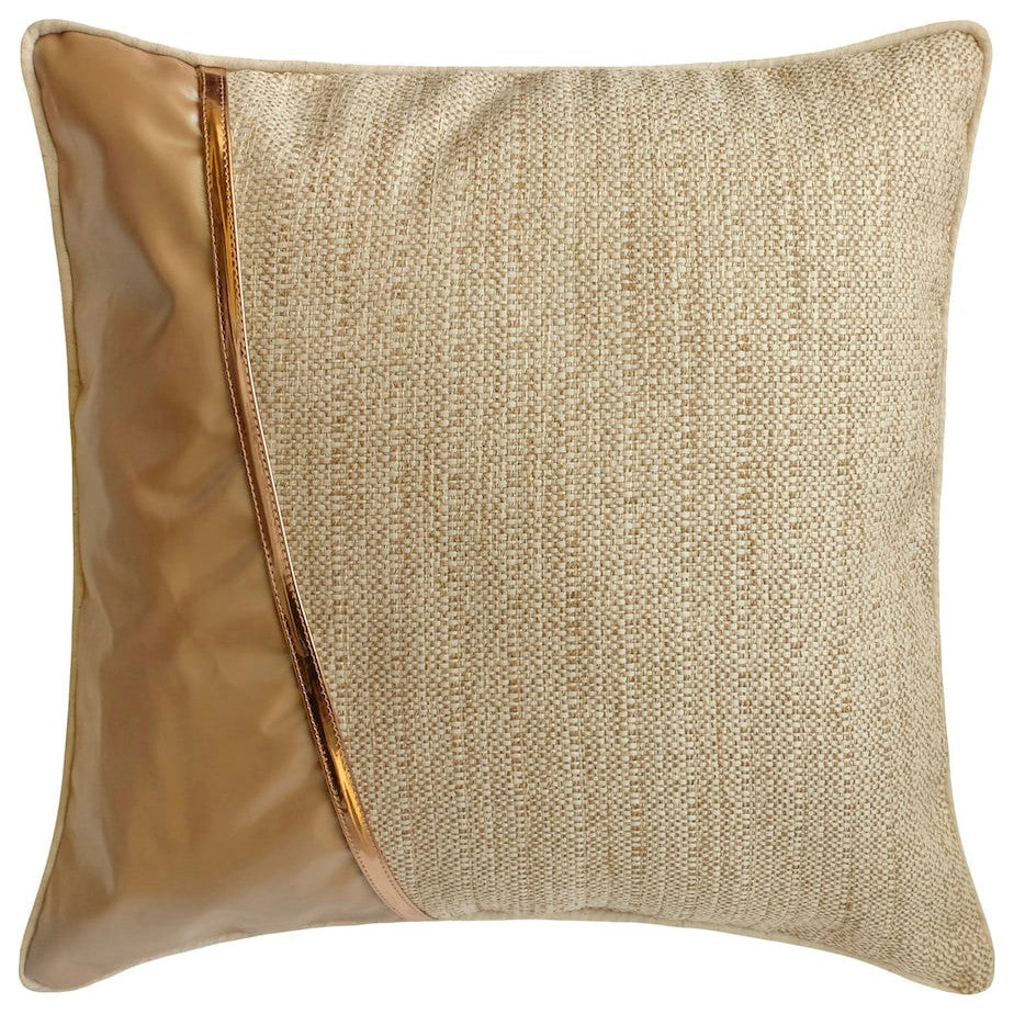 Beige Gold Jute Faux Leather, Cushion Cover 26"x26" Pillow Cover - Acland