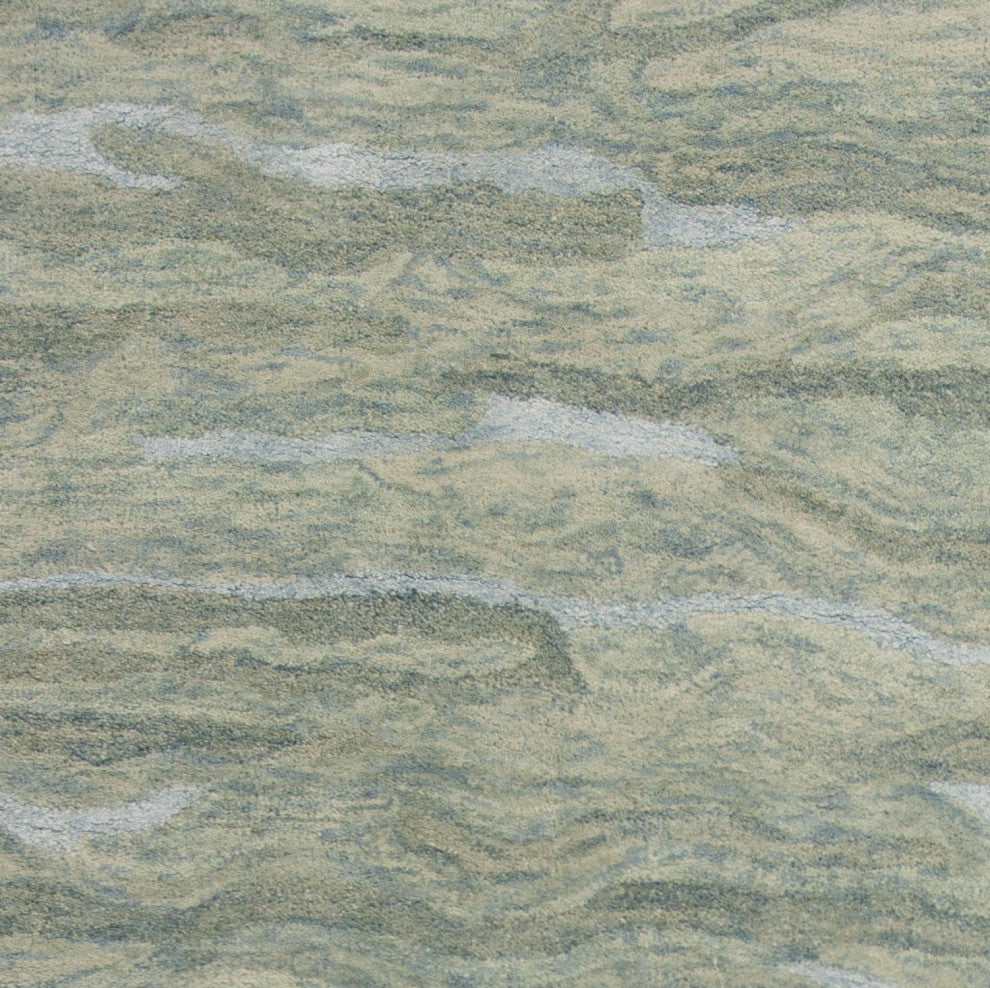 HomeRoots 5' x 7' Seafoam Plain Wool Indoor Area Rug With Viscose Highlights