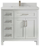 Cambridge 36 Center Sink Bath Vanity in Coventry Gray 2" Carrara Quartz