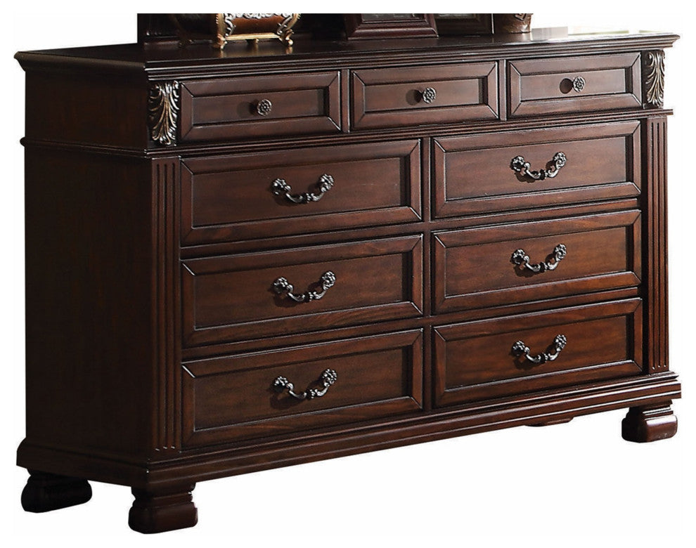 HomeRoots 18" X 59" X 38" Dark Walnut Wood Dresser