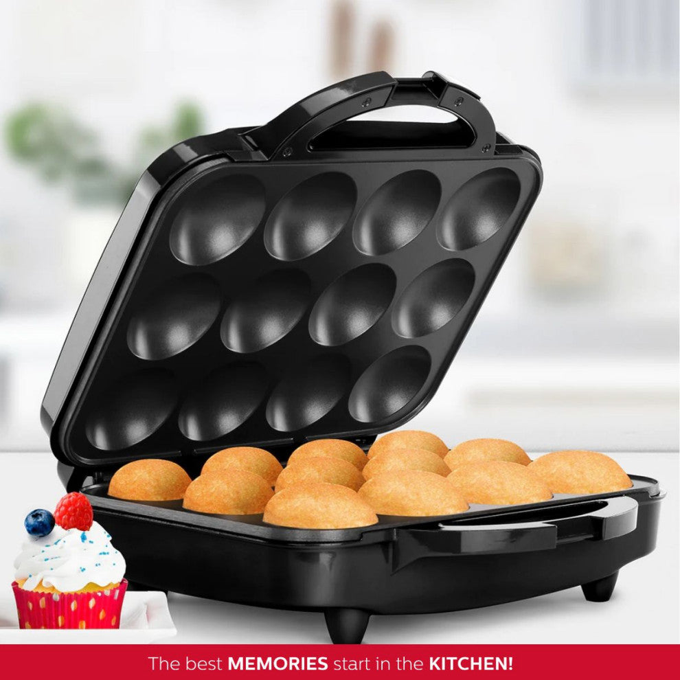 Holstein Housewares Cupcake Maker, 12 Full Size Muffins, Cinnamon Buns, and more, Black