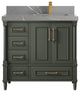 Aberdeen 36 Right Offset Bath Vanity in Pewter Green 2" Piatra Gray