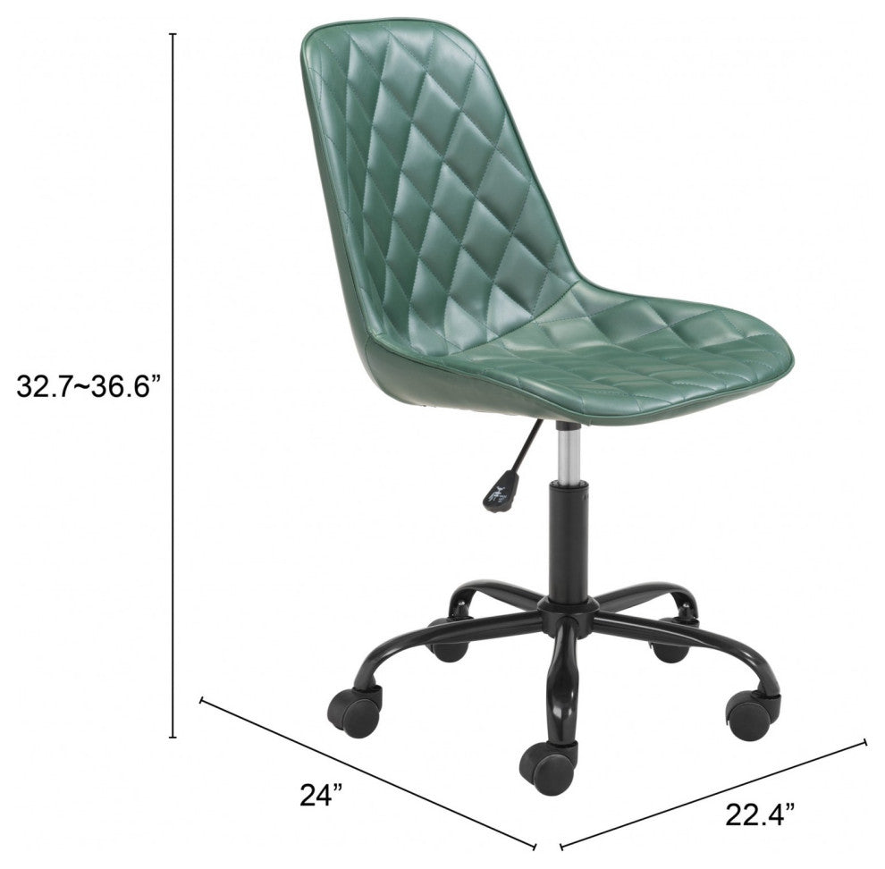 Green Stylized Faux Leather Office Chair