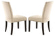 Set of 2 Beige Linen Side Chair, Salvage Dark Oak Finish